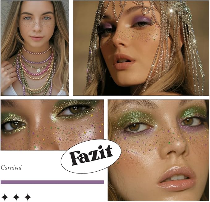 Fazit Makeup Patches - Carnival Speckles - Limited Edition - Glow Up Make-Up Patches - Cute Glitter Makeup Accessories for Women - Cosmetic Glitter for Face