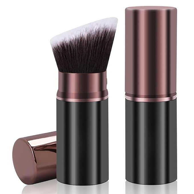 Keriloo Kabuki Makeup Brush, Retractable Travel Powder Foundation Makeup Brush Face Blush Brushes for Blending Liquid, Bronzer, Buffing, Sunscreen,Flawless Cosmetics