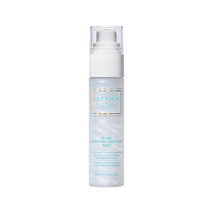 CELGEN Pearl Moisture Solution Mist – Ultra Fine 3-in-1 Setting Spray with Niacinamide and Pearl Extract, Glow Makeup Primer for Dry Skin, Travel Size Lightweight Facial Toner (1.68 fl oz)