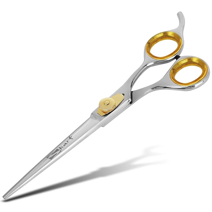 SHARF Gold Touch Barber 7.5 Inch, Professional Straight Shears 440c Japanese Stainless Steel Barber Scissors for Men and Women