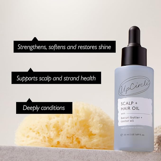 UPCIRCLE Scalp + Hair Oil 50ml – Targets Dryness + Damage - Bacuri Butter Restores + Repairs + Rosemary Oil Promotes Hair Growth - Vegan + Cruelty-Free