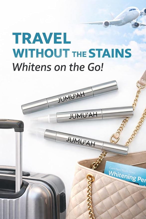 Jumu’ah Teeth Whitening Pen, Enamel Safe - NO Sensitivity - Oral Care Teeth Whitener Pen, Vegan & Gentle on Teeth Professional Stain Removal (Pack of 3)