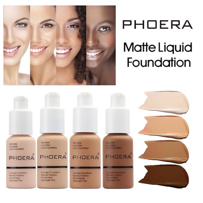 2Pcs Liquid Foundation Full Coverage 24HR Matte Oil Top (1pcs-102) 30ml