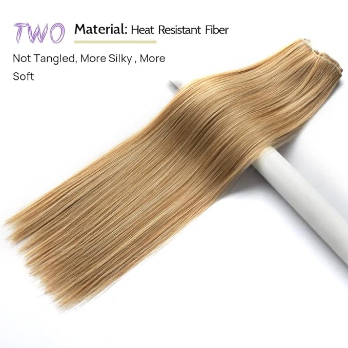 Clip in Hair Extensions Blonde Extension Straight 22" Long Synthetic Fluffy and not Tangled Invisible Clips on Hairpieces for Women 5PCS Curly Wavy 18" Girls Brown Red White Natural 5 Oz