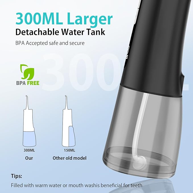Water Dental Flosser for Teeth, Portable Cordless Oral Irrigator with 4 Modes 9 Intensities, Rechargeable IPX7 Waterproof Water Flosser, Travel Water Dental Picks for Cleaning