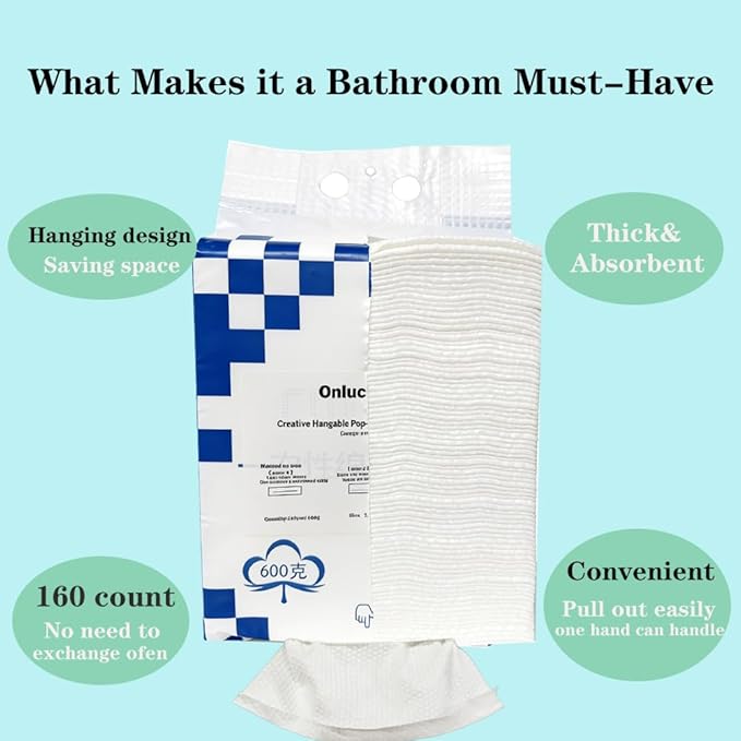 【Large Pack】Disposable Face Towels 160 Count,Hanging Design100% Bio-based Viscose Ultra Thick Face Towelettes,Dual-Texture,Makeup Remover Dry Wipes for Blemish or Sensitive Skin (160 count)