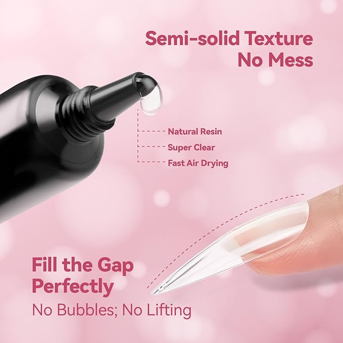 Makartt Hema-Free Semi Solid Nail Glue, New Super Strong Nail Glue for Press On Nails, No UV/Led Lamp Needed, Air-Dry 20s, Fake Tips Adhesion, Upgraded Nail Glues DIY Home Salon Manicure 10ml