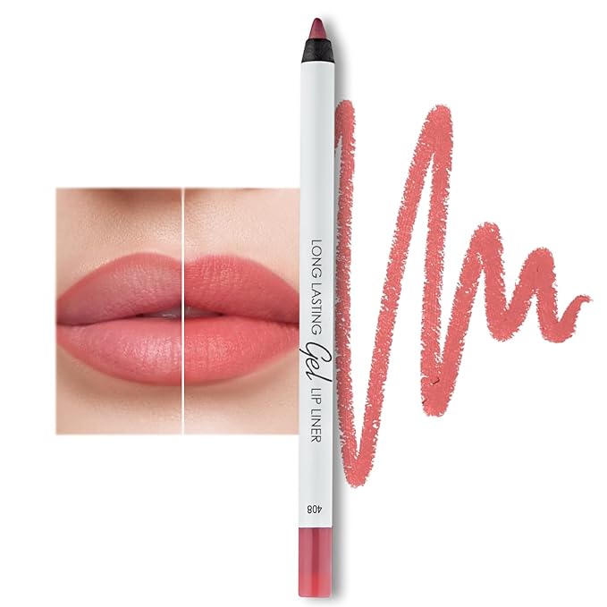 Matte Gel Lip Liner Pencil | Weightless & CreamyTexture - Sharpenable - Longwear & Waterproof - High Pigmented & Flawless Finish - Cruelty-free & Paraben-Free, 408, 1,7g/0.05oz. (Rose Plum)