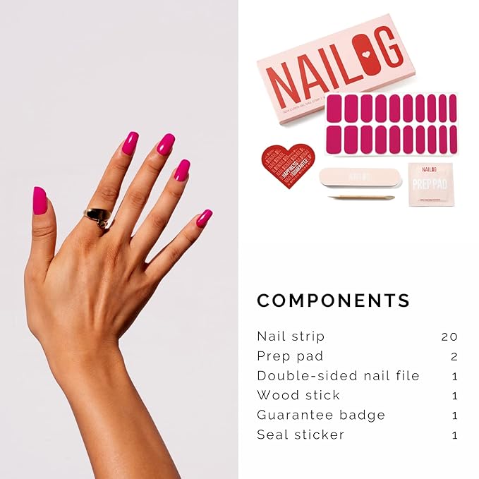 NAILOG Semi Cured Gel Nail Strips (20 Extra Long Stickers/Wraps) | Buy 2 Get 1 UV Lamp| Glossy & Long Lasting Soft Gel Finishing, Flair