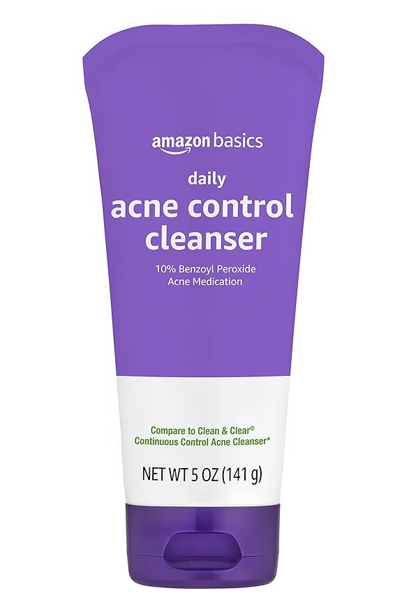 Amazon Basics Acne Cleanser Face Wash - Daily Control, Maximum Strength 10% Benzoyl Peroxide, 5 Ounce (Pack of 3)