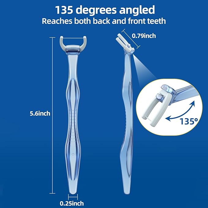 RAZOKO Dental Flosser Kit, Extra Strong Shred-Resistant Floss, 135 Degrees for Hard-to-Reach Areas, PTFE & PFAS Free, 2 Handles + 240 Refill Heads