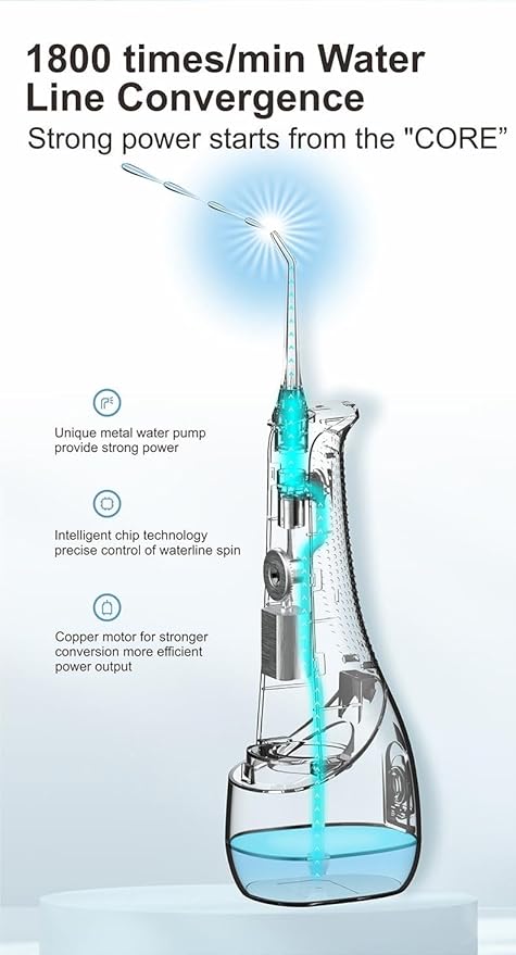 Portable Water Flosser Cordless - 4 Cleaning Modes & 50-Day Long Battery Life, IPX7 Waterproof Compact Design, Type-C Charge Oral Irrigator for Travel/Home/Office, Ideal for Sensitive Gums & Braces