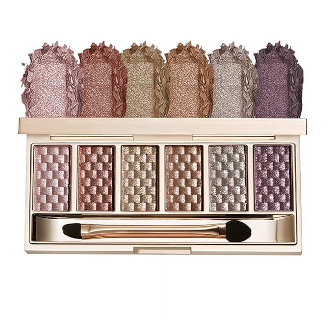 Shimmer & Metallic Eyeshadow Palette, 6 Glitter Shades — Silver Rose, Rose Copper, Antique Gold, Bronze Gold, Silver Diamond & Lavender Plum, High Pigment Long-Lasting Sparkle Eye Makeup 5