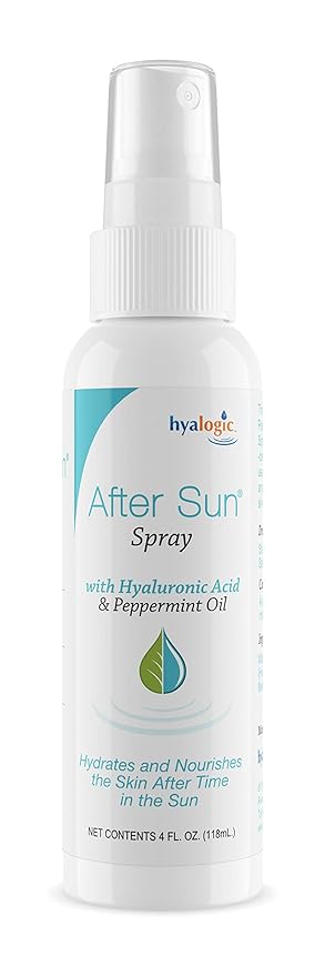 Hyalogic After Sun Spray with Hyaluronic Acid & Peppermint Oil –Sunburn Relief Spray – Vegan Summer Skin Care (4 fl oz)