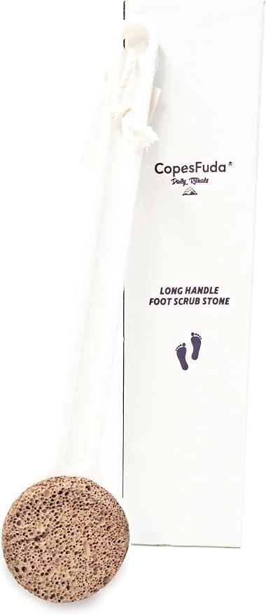 Straight Handle Pumice Stone - Professional Firm Control Foot Scrubber for Stubborn Calluses - Natural Dead Skin Remover & Pedicure File for Feet and Hands - 14“