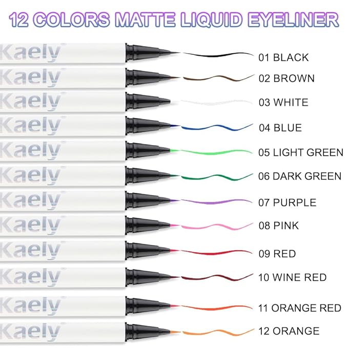evpct 2Pcs Light Dark Green Waterproof Colored Eyeliner Liquid Eye Liner Set Long Lasting Fine Speed Dry Colorful Liquid Eyeliner