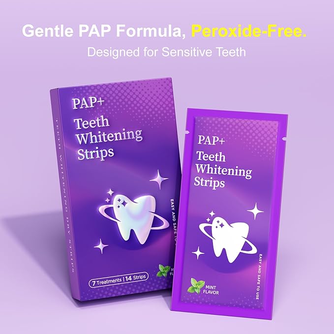 Purple Teeth Whitening Strips, 7 Treatments Whitening Kit with Mint Flavor, Enamel Safe, Gentle for Sensitive Teeth Whiten,Removes Stains for a Brighter Smile