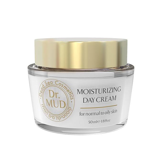 Dr. Mud Moisturizing Day Cream – Daily Face Cream with Dead Sea Minerals, Hyaluronic Acid, Collagen & Natural Plant Extracts – Paraben Free Anti-Aging Facial Moisturizer for Normal to Oily Skin, 50ml