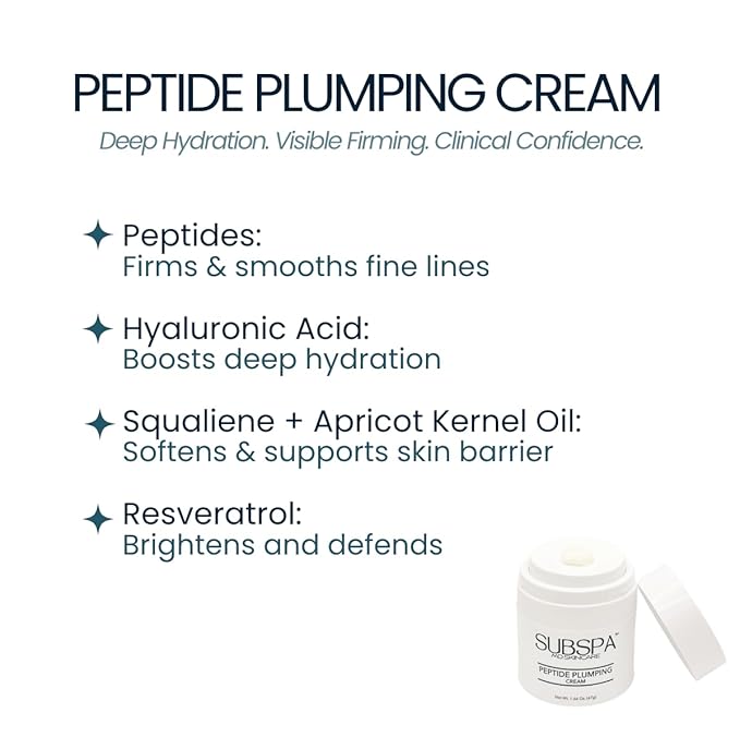 SubSpa MD Peptide Plumping Cream – Doctor-Developed Anti-Aging Moisturizer with Peptides, Hyaluronic Acid & Resveratrol – Hydrates, Firms & Smooths Fine Lines – 1.66 oz