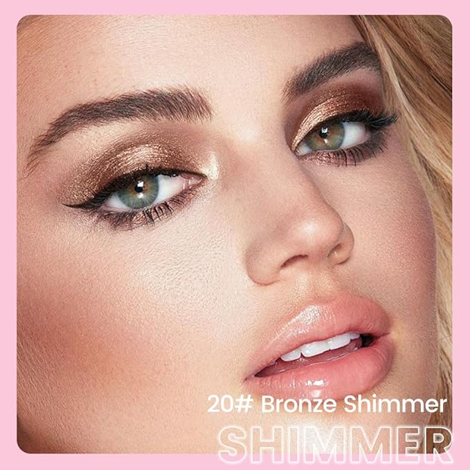 2in1 Shimmer Cream Eye Shadow Stick -Bronze, Eyeliner Pencil Eyeshadow Palette Makeup, Waterproof Long Lasting Brightener, Crease Proof & Smudge Resistant, Cream Eyeshadow with Built-in Smudger