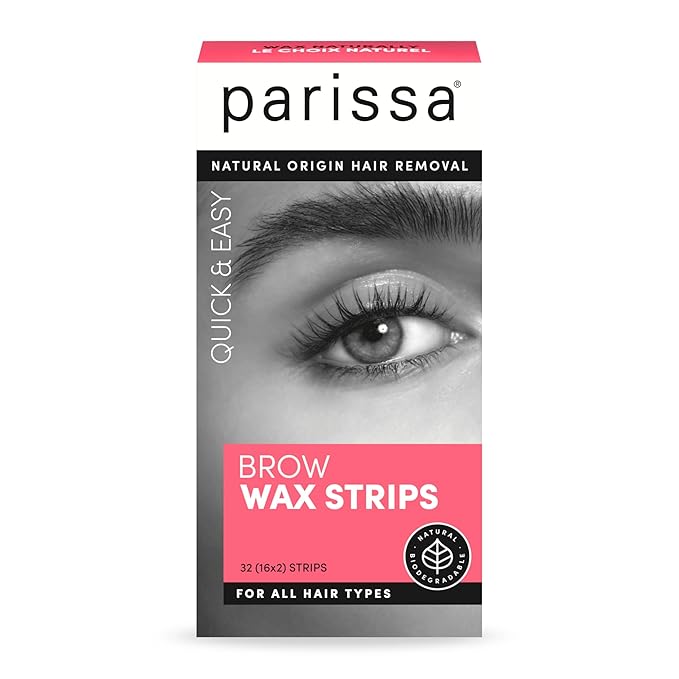 Parissa Natural Eyebrow Wax Strips | Beginner-Friendly, Gentle for Sensitive Skin & Fragrance-Free | Ready-to-Use Brow Waxing | 32 Strips (16 x 2)