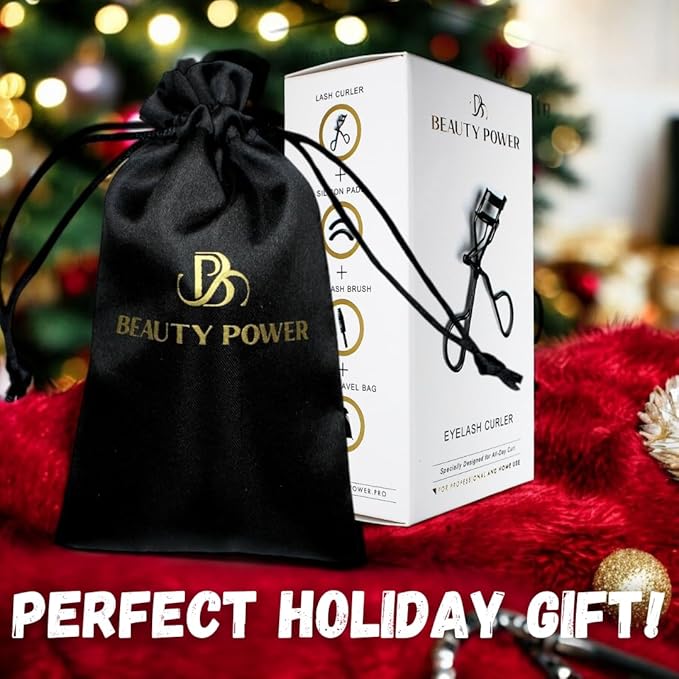 Eyelash Curler – Precision Lash Lift in Seconds with 5 Replacement Pads, Eyebrow Brush & Satin Travel Bag – Gentle & Safe, German Stainless Steel for Perfect Curls - Gift (Natural Curl)