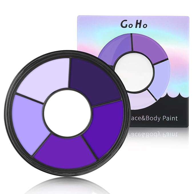 Go Ho 6 Colors Purple Face Body Paint,Cream Water Based Makeup for Halloween Cosplay,Body Paint FX Makeup Palette,Professional Face Paint Purple Makeup
