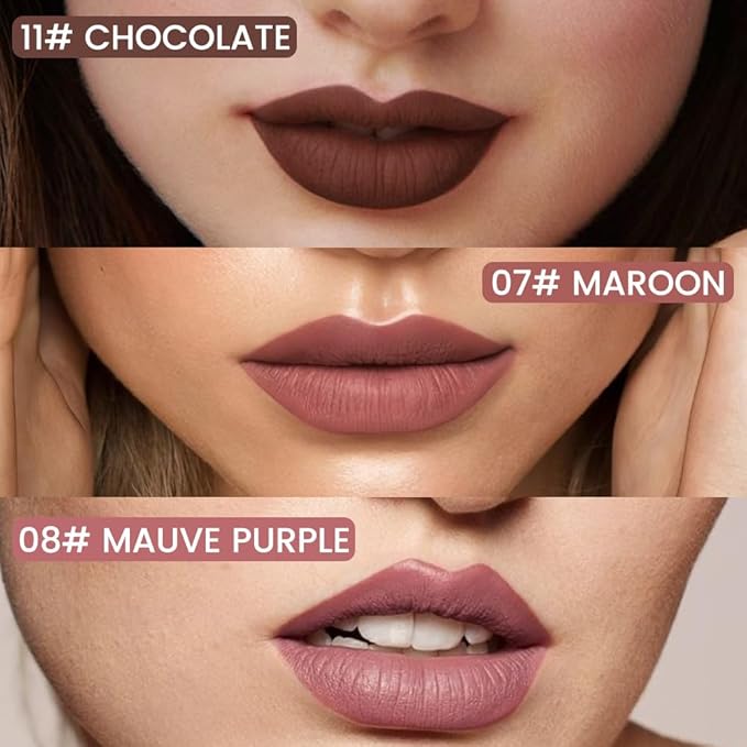 2Pcs Longwear Liquid Lip Liner Stain Marker Pen Set Long Lasting Waterproof, Maroon Mauve Purple Dark Red Brown Matte 24 Hour Lip Liner and Lipstick Combo, Color Stay Lipliner, Lip Stains peel off