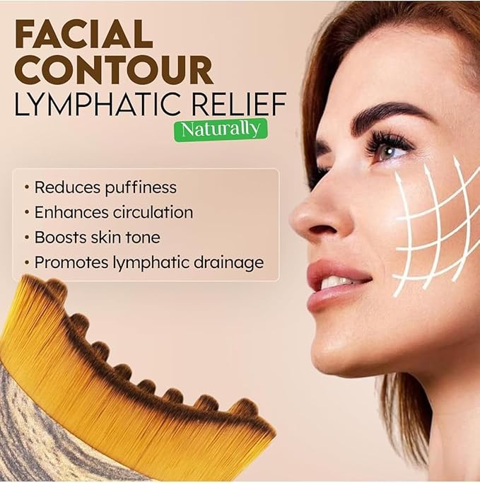 Lymphatic Contour Face Brush,Contour Face Brush for Lymphatic Drainage,Dry Lymphatic Drainage Massager,Ergonomically Designed to Fit The Skin Precisely-1PCS
