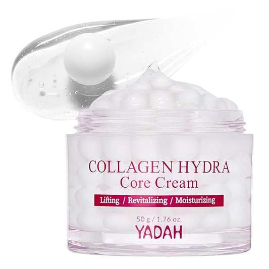YADAH Collagen Hydra Core Cream – Barrier Repair Capsule Moisturizer with 10 Types of Hyaluronic Acids, 1000ppm Low Molecular Collagen & Ceramide, Deep Hydration for Sensitive Skin, 1.76 oz