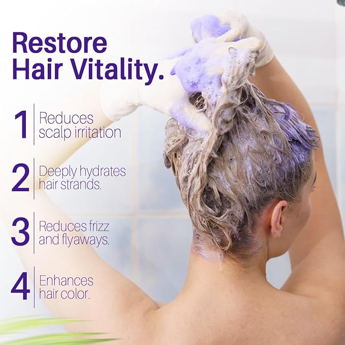 MYSTÉRE BEAUTÉ Purple Shampoo and Conditioner Set, For Blonde, Silver, and Gray Hair - Purple Shampoo Conditioner for Men Women, Sulfate Free Anti Yellowing Vibrant Color Protection - 16 fl oz each