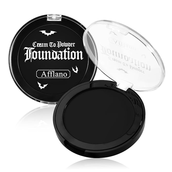 DE'LANCI Black Face Paint Foundation Halloween Sfx Makeup, Semi-matte Black Body Paint Highly Pigmented, Face Body Paint Skull Skeleton Waterproof Greasepaint Goth Makeup Special Effects Cosplay