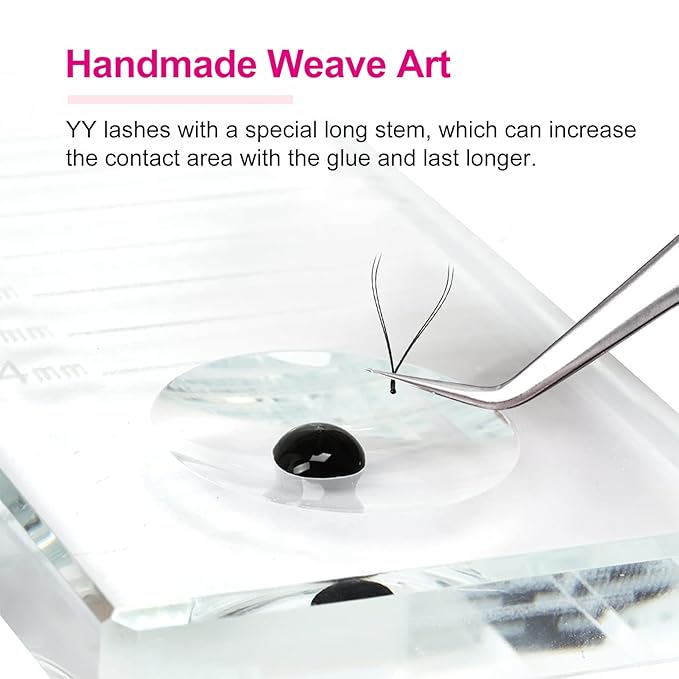 Y Lashes Extensions D Curl Mixed Tray YY Lash Extensions Premade Fans Weave Y Shape Tips Volume Lash Extensions (YY-0.07-D, 8-14mm Mix)