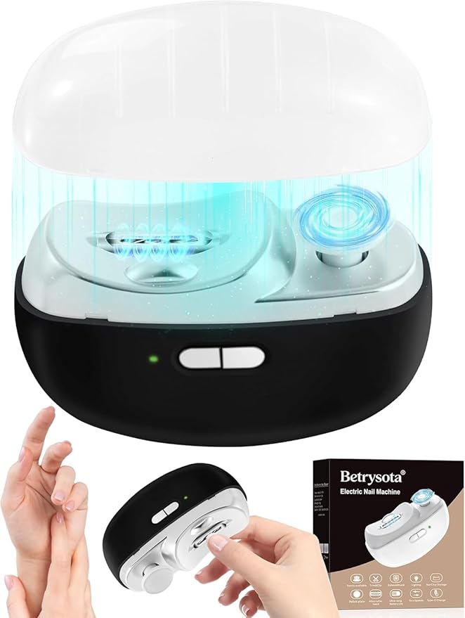 Electric Nail Clipper Upgraded 3 in 1 Automatic - with Polishing, Dust Storage & LED Light, Nail File Toenail Trimmer, Gifts for Women Men Mom Her Him Kids Adults Senior Baby Teacher Students