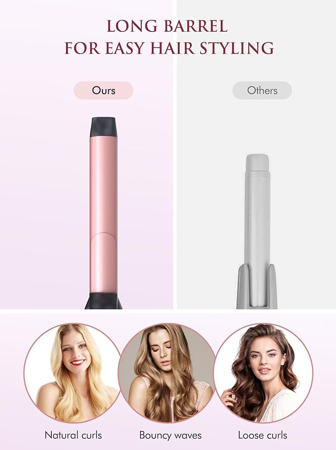 LANDOT Automatic Rotating Curling Iron: Easy-to-Use Ceramic Curling Wand 1 inch for Salon-Worthy Curls & Waves - Quick Heat & Adjustable Temp for All Hair Types