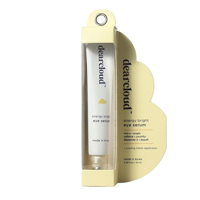 dearcloud Energy Eye Serum – Under Eye Serum for Puffiness and Bags with Vitamin C & Dipeptide-2 – Korean Skincare for Dark Circles (.68 fl oz)