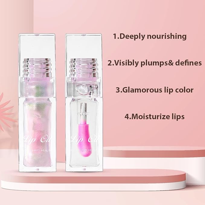 Magic Color Changing Lip Oil,Clear to Pink Moisturizing Magic