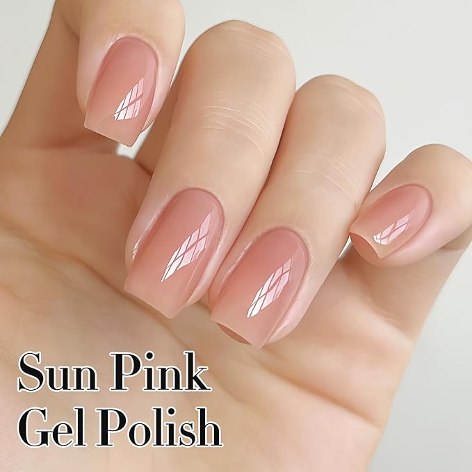 Double Rhythm Gel Polish Translucent Sheer Neutral Natural Light Milky Same Color Same Bottle 15ML Jelly Polish Art DIY at Home (Milky Light Nude-A1383)