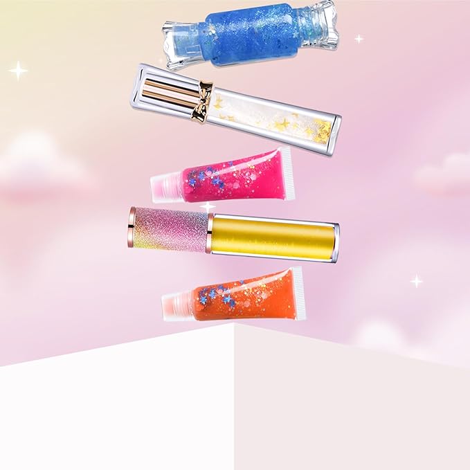 JCOOS Lip Gloss Making Kit, Lip Gloss Set for Teens Kids Tweens Girls Woman Lip Kit Fun DIY Lipgloss Making Kit, Make Your Own Lip Gloss Kit, Moisturizing Glitter Kids Gifts Stuff for Girls 10-12