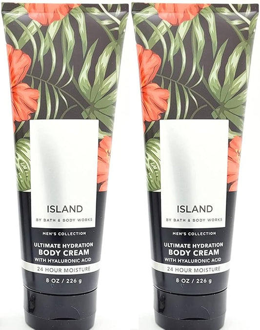 Bath & Body Works Bath and Body Works Island Men's Collection Ultimate Hydration Ultra Shea Cream 8 Oz 2 Pack (Island) green 1 pounds 16 Ounce