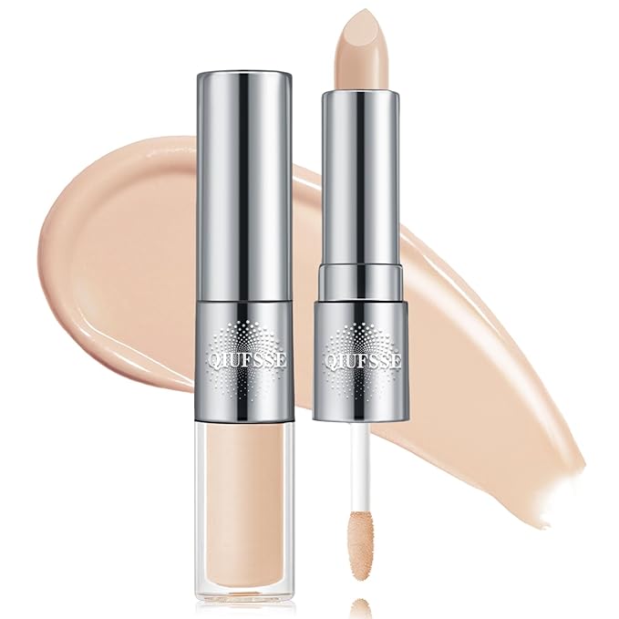 Under Eye Concealer Stick,Full Coverage Concealer for Older Women,Teenagers,Middle-aged,Dual formula (liquid tip & balm stick),Long-lasting Wear,Tattoo Cover Up Makeup（01 Natural）