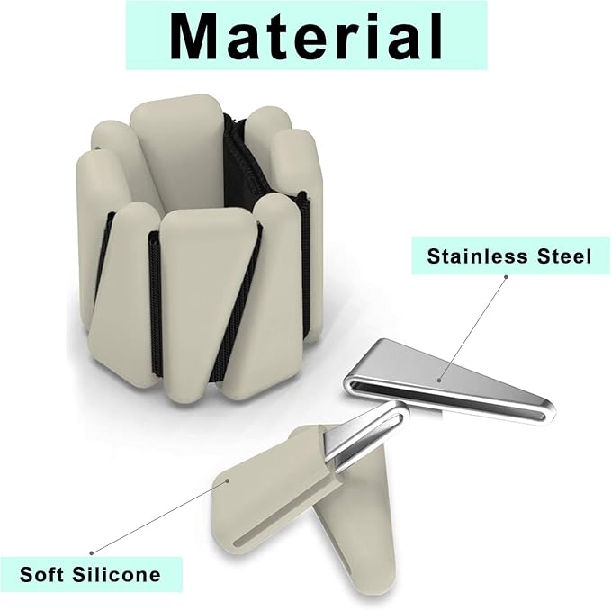 Adjustable Women Wrist Weights - Silicone Bracelet Button 1 LB 2 Per