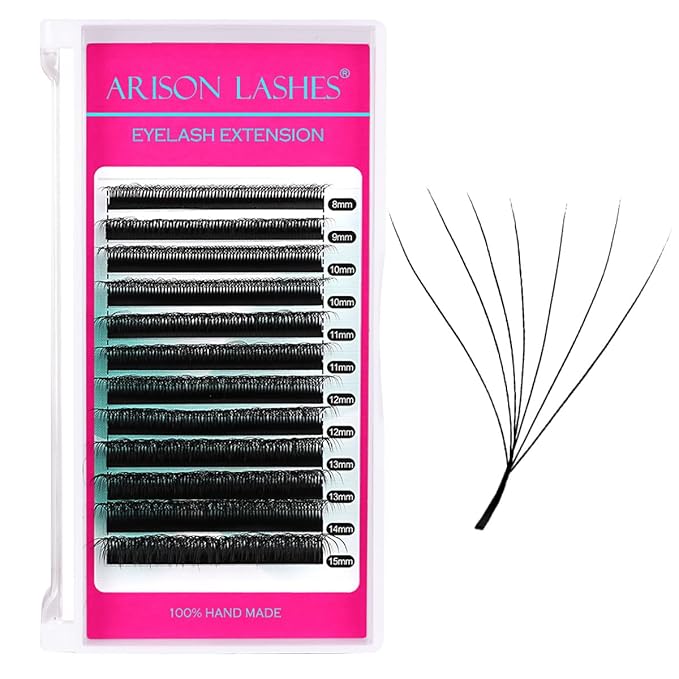 7D W Shape Eyelash Extension Premade Fans Volume Lash Extension Easy Fanning False Lashes Matte Black Volume Premade Cluster W Lashes(0.07-D-8-15mm）