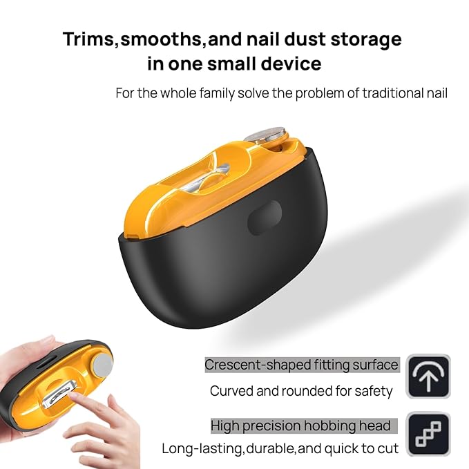 Smart Electric Nail Clipper,Nail File,2 Speeds Automatic Nail Trimmer with LED Light& Clip Storage,Rechargeable & Silent Designed Manicure Set for Kids, Adults, Seniors & Arthritis Patients(Black)