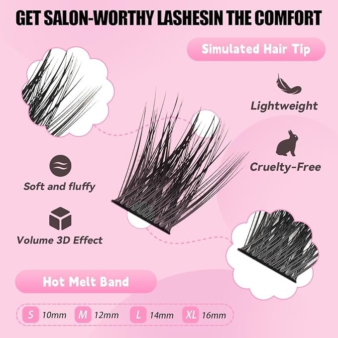 Natural Lash Clusters Kit Wispy Eyelash Clusters 120 pcs Cluster Eyelash Extensions C Curl Individual Lashes 10-16 mm Mix Length Natural Look (Natural A50 KIT 120 Pcs)