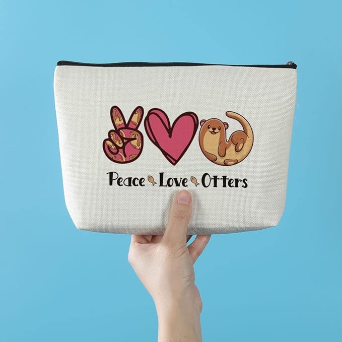 Otter Gifts Stuff Makeup Bag Otter Animal Lovers Gifts for Women, Graduation Friendship Birthday Gift for Girls Friends Daughter Sister Cosmetic Bag Zipper Pouch