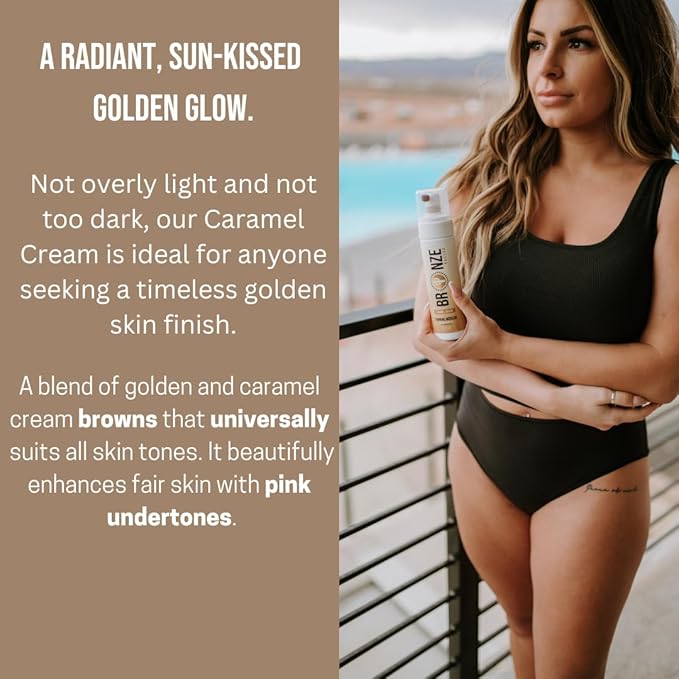 Bronze Cactus Caramel Cream Tanning Mousse | Easy Application & Instant Gratification | Dries Immediately Without Leaving You Sticky | Non-Scented, Streak Free