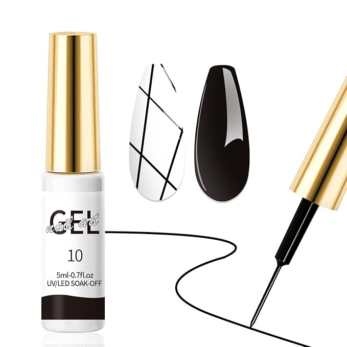 Gel Nail Polish Liner Matte Black 5ml/0.7fl.ozGel Liner Nail Polish Fine Hook Glue Smooth and Easy to Paint Nail Glue Essential for Home Nail DIY