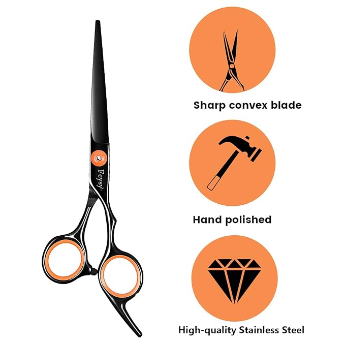 Hair Scissors Thinning Shears for Hair Cutting, Fcysy Professional Barber Blending Shears Kit with Straight Edge Razor Barber Tools, Hairdressing Trimming Scissors for Men Women