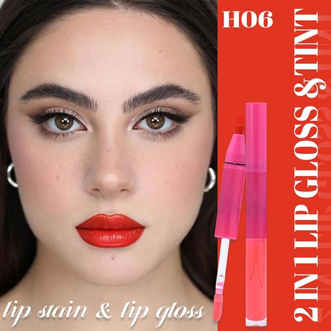 evpct Bright Red Matte Liquid Lipstick Lip Liner Set with Moisturize Lip Oil, 2 in 1 Lipgloss Tints Lipstick Long Lasting Makeup for Women, High Pigmented Lips Stain 24hr Original Smudge Proof labial